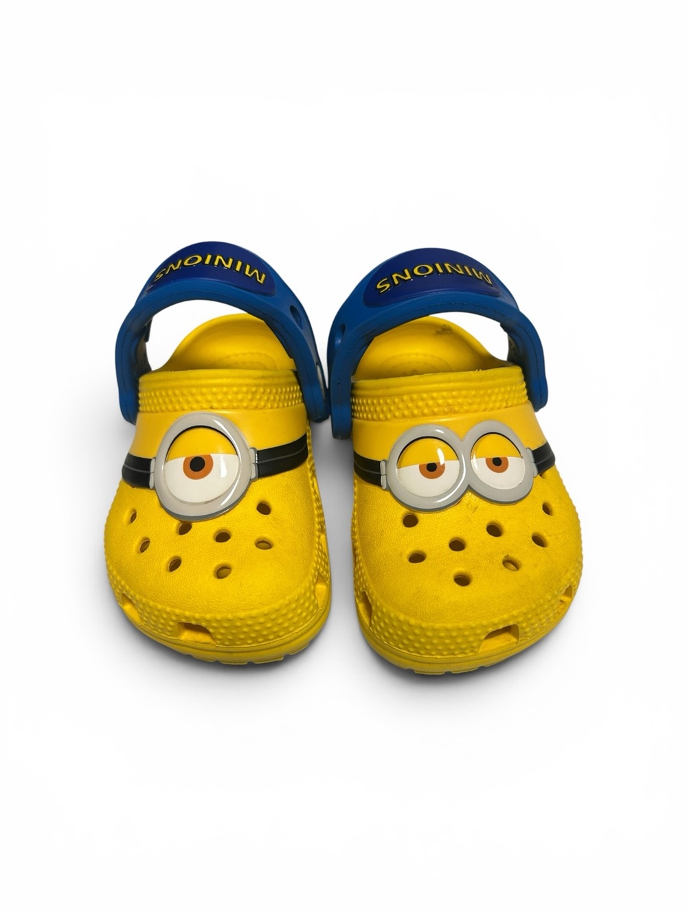 CROCS Kids Yellow Minions Clog Sandals with Blue Strap - Picture 2 of 3